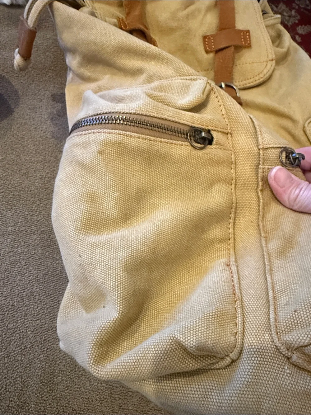 Gearonic tan brown Canvas Leather Backpack Bag  (TD)